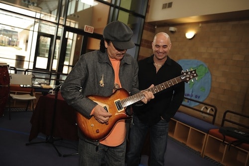 Andre Agassi Gives Carlos Santana A Tour Of Andre Agassi Prep School