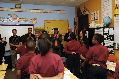 Andre Agassi Gives Carlos Santana A Tour Of Andre Agassi Prep School